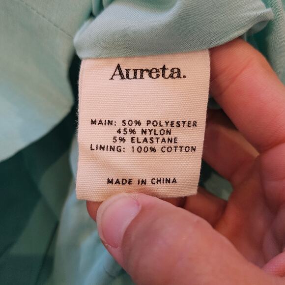 Aureta Studio Lisette Dress Size M Mint Puff Sleeve Mini Structured Statement - Picture 12 of 12